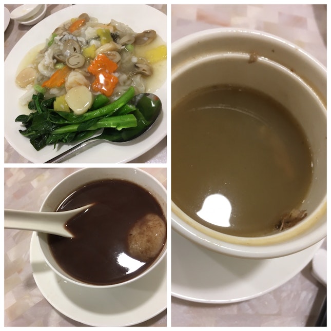 Seafood Horfun + Soup Of The Day + Red Bean With Glutinous Rice