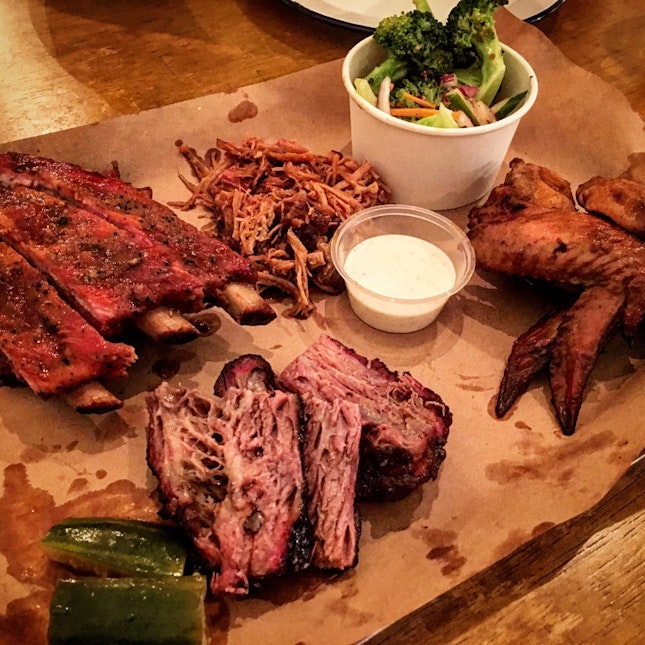 The Pitmaster's Plate ($38) + 1/2 Ribs ($12)
