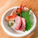 Yoda Japanese Dining - Omakase (💵S$100) - Course No.4: Sashimi - Botan Ebi Shrimp ぼたんえび, Chūtoro 中とろ, Ōtoro 大とろ & Kanpachi 間八.