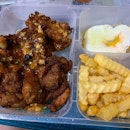 Chicken Cutlet with Signature Garlic Sauce, Eggs and Fries from Western Barbecue from Old Airport Hawker Centre for Dinner - Do you know that Garlic Sauce can be added to Chicken Cutlet too?