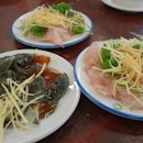 This morning's sides of Sliced Raw Fish & Century Eggs to accompany our porridge.