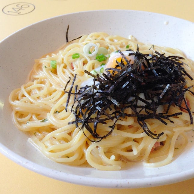 Miso Carbonara & Onsen Egg Pasta