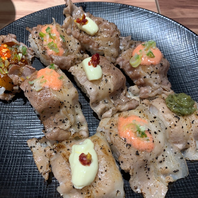 Beef And Pork Lunch Offer Sushi