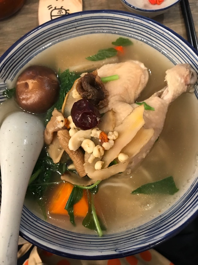 Amazing Herbal Chicken Soup With Handmade Noodles - Perfect For A Rainy Day.
