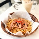 Cream Sambal Spaghetti (RM15) | Iced Coconut Latte (RM10)