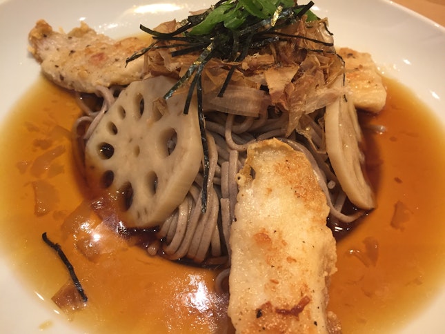 Yuzu Lotus Root Soba with Grilled Fish $9.90