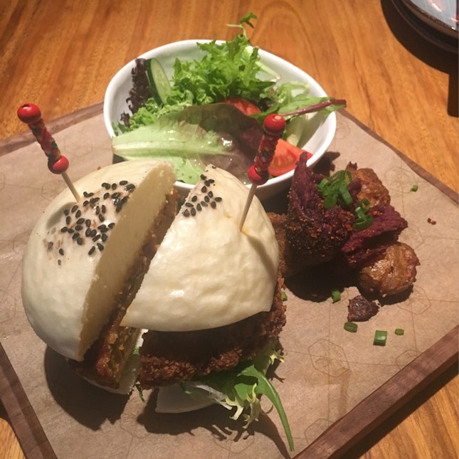 Tofu Burger With Mapo Meat Sauce