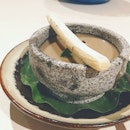 Mushroom Truffle Bisque served in Stone Pot