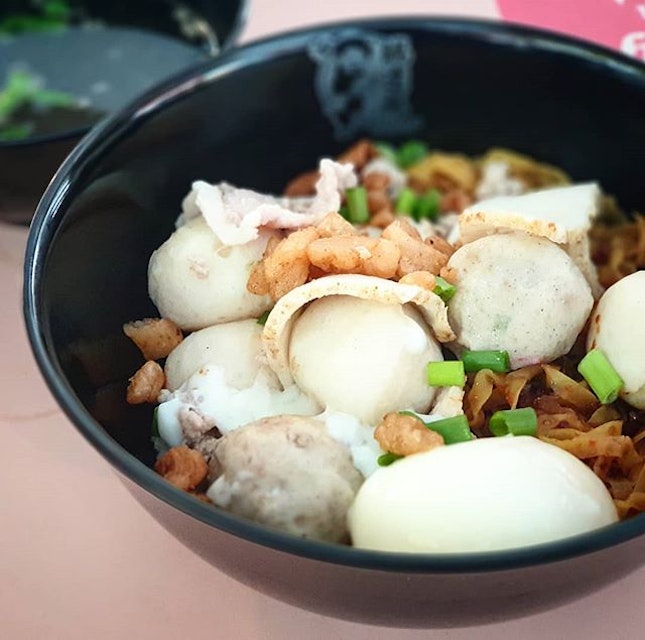 Authentic, handmade yellow tail fishball noodles with Onsen eggs.