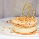 Loving this new dessert with a funky name, Carame'creamy Cheesecake Semifreddo, beautified by a caramel tuile.