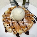 Honey Vanilla Ice Cream With Waffles