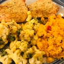 Citrus 🍊 Crusted Salmon With Paella And Baked Cauliflower