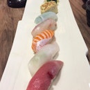 Our nigiri course consists of chutoro, hamachi, salmon belly, tai and ika and of course some tamago