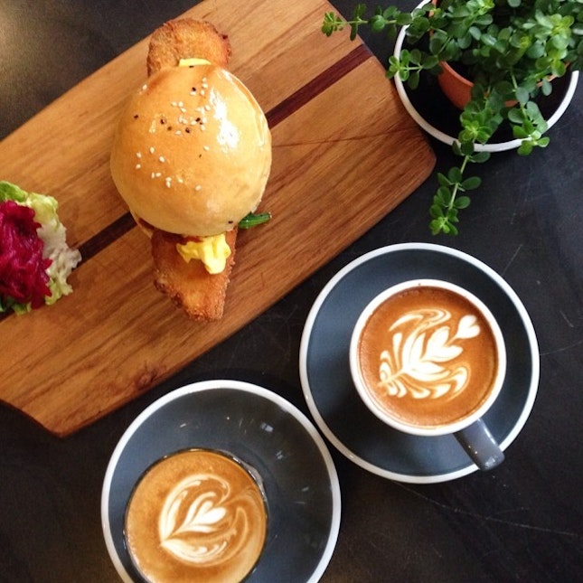 Coffee and a burger to kick start the day at #TheLokal this morning.