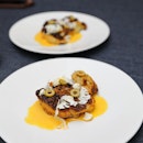 [Dearborn Supper Club] - Grilled Cauliflower Steak topped with pickled cauliflower and olives.