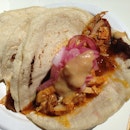 Pulled pork taco with onions and mashed beans @ Marche Jean Telon in #Montreal.