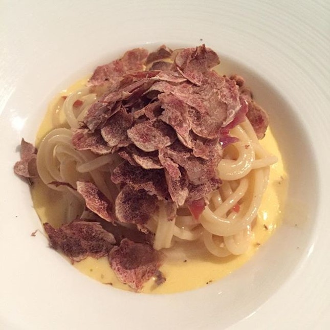 Spaghetti carbonara with black and white truffle #burpple #restaurantweek #italian
