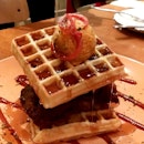 The famous Southern Fried Chicken & Waffles w/ Chili Butter & Maple Syrup, now available at @K1TCHENETTE It's a new menu and review will be up soon at www.myfunfoodiary.com stay tuned!