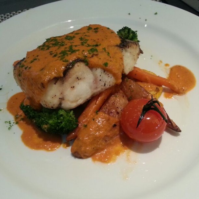 Oven Baked Seabass With Vine Riped Tomato Cream