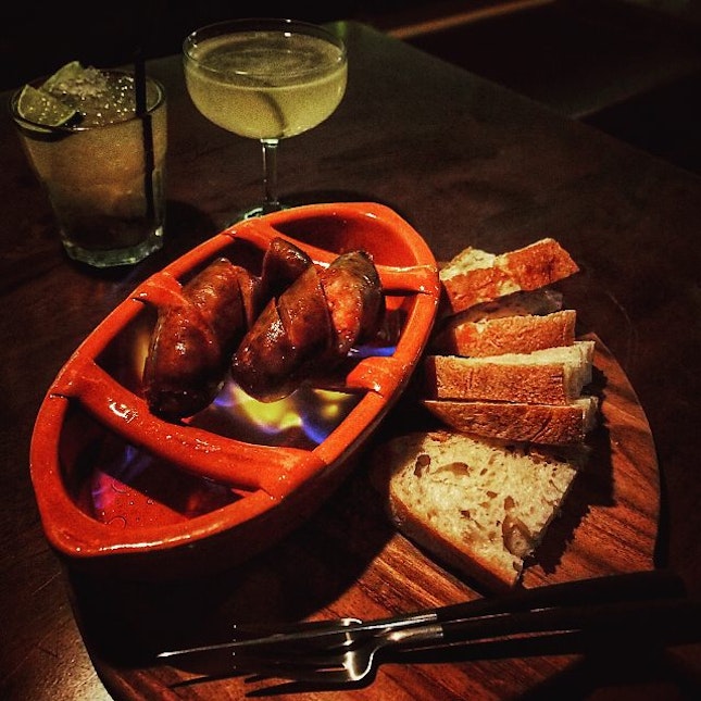 #throwback #repost #authentic #Portuguese #flaming #with #brandy #chorizo #igsg #photooftheday #Singapore #instasg #cocktails #pairing #bread #hungrygowhere #burpple