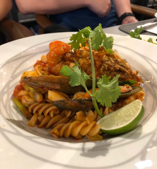 Fusilli with Seafood Tom Yum