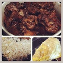 My version of dry adobo, adobo fried rice=adobosilog for a super early breakfast, then I slept again til 10am!