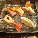 Ootoro with uni (OMG this was good) salmon belly with ikura, n other good stuff.