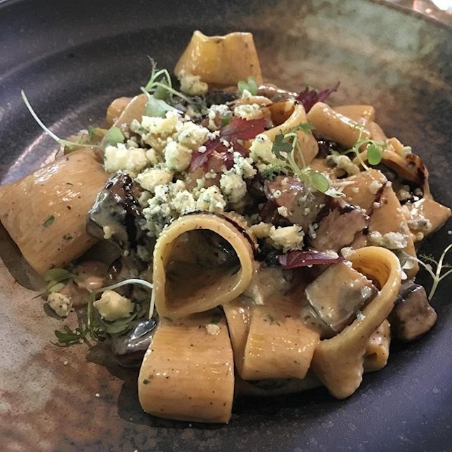 Rigatoni with Local Mushrooms, Smoked Pancetta
Absolute yums.