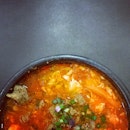 Spicy tofu soup.
